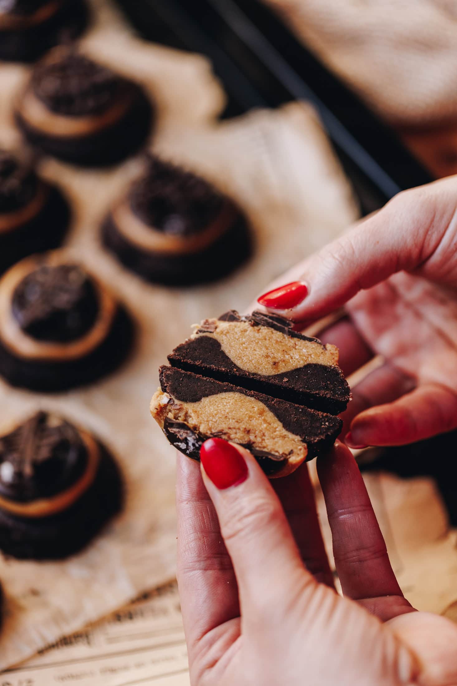 A close up shot shows the inside of Buckey Cookies. 