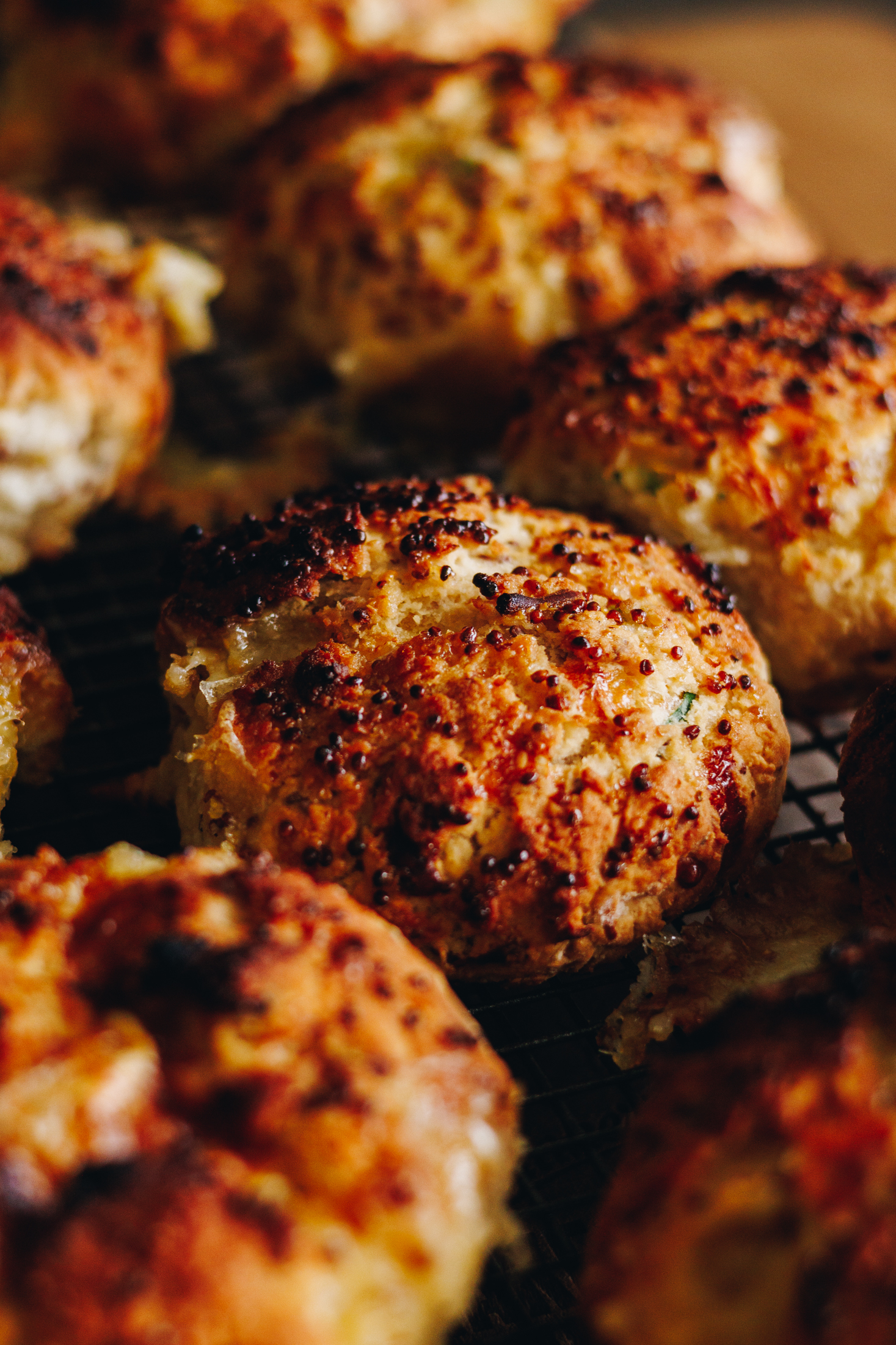 Brie Stuffed Scones with Honey Mustard