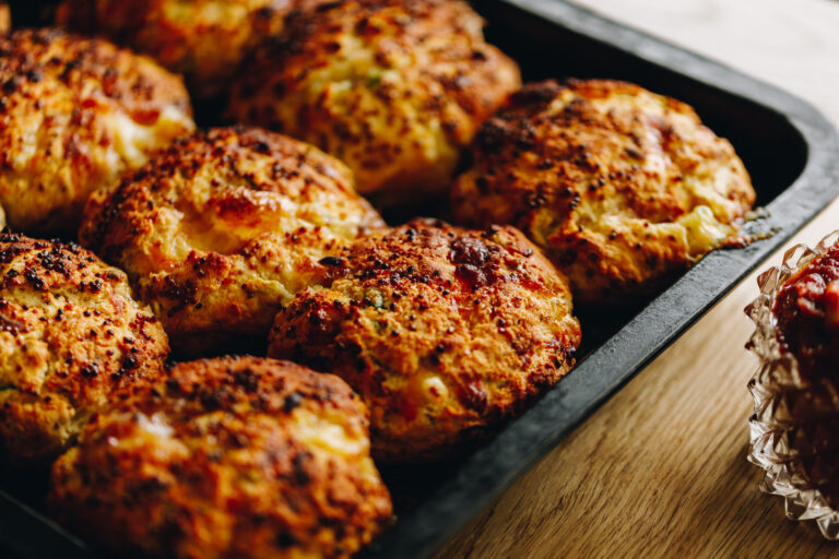 Brie Stuffed Scones with Honey Mustard