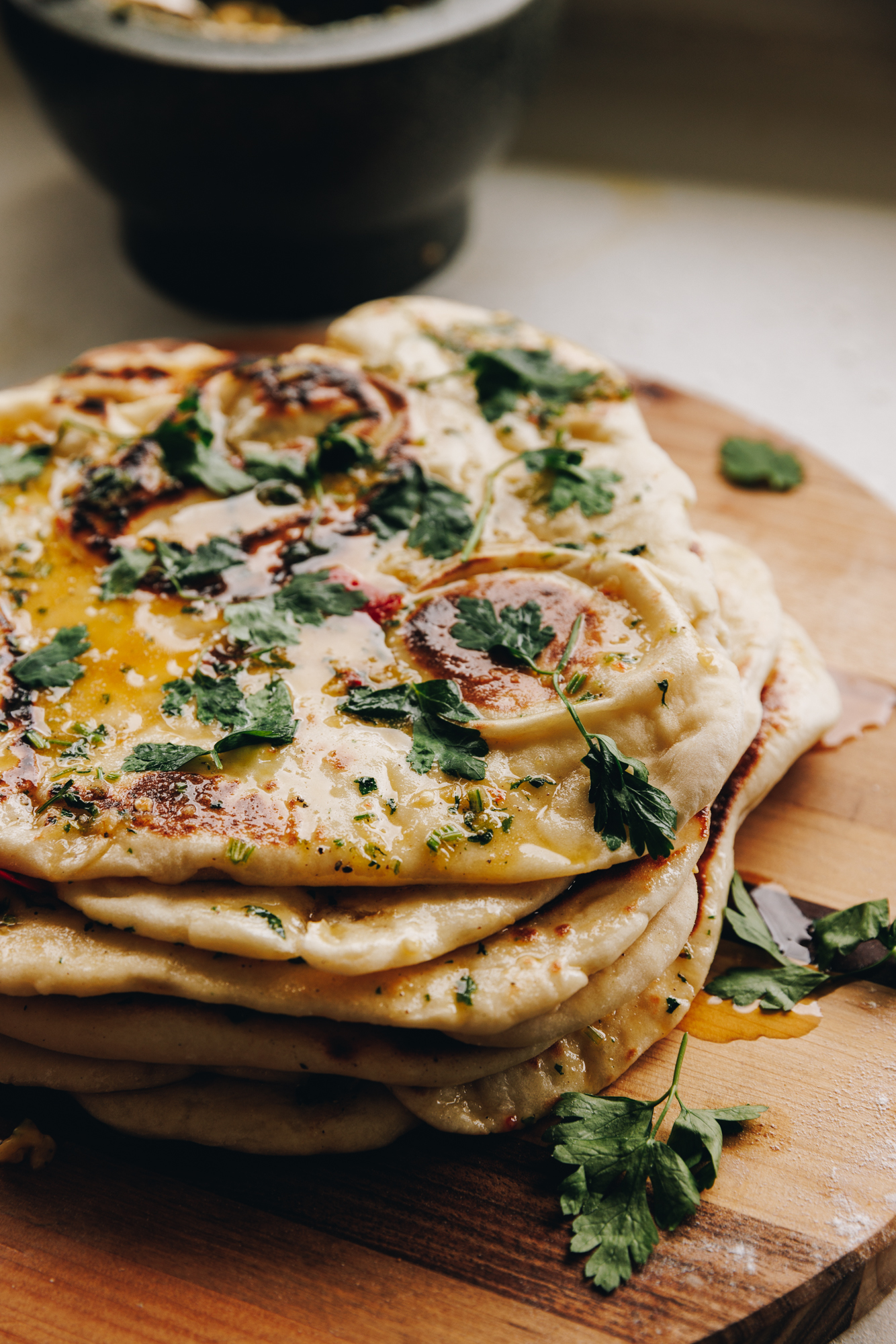 Naan Bread with Garlic Herb Butter