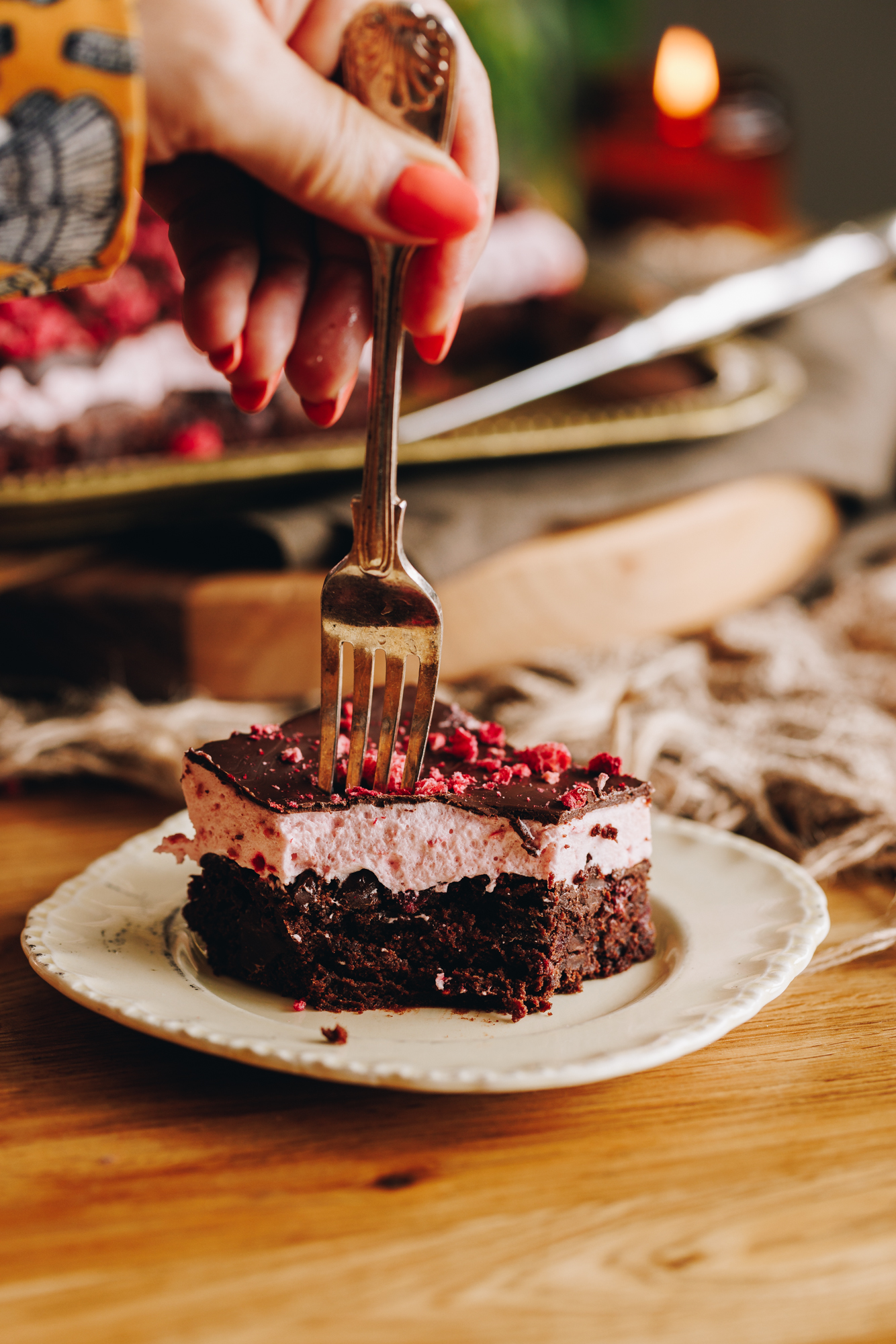 Chocolate and Raspberry Brownie with Raspberry Marshmallow