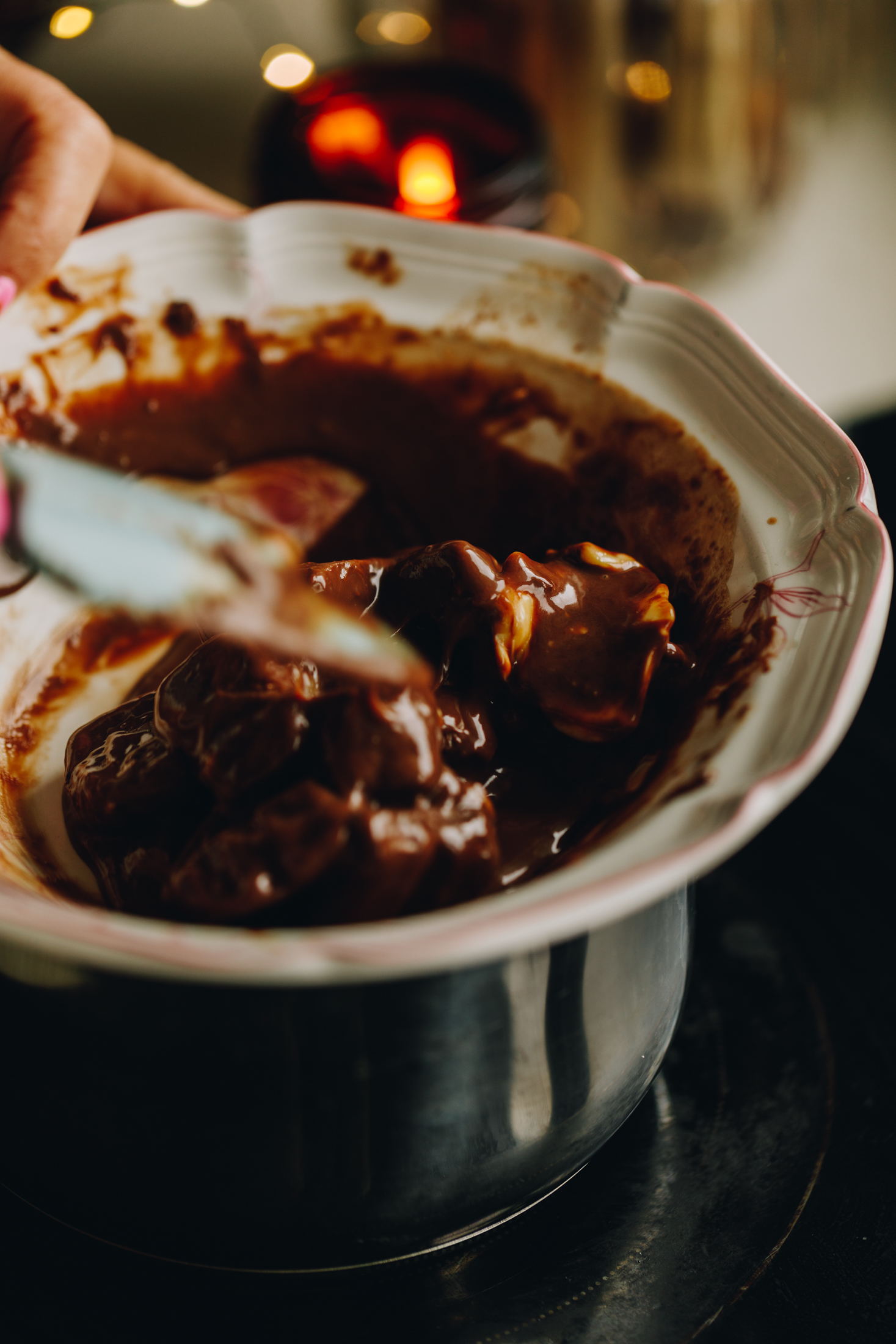 Double boiler chocolate melting.